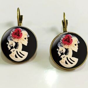 SKELETON DAY OF THE DEAD whimsical novelty fun dangle earrings